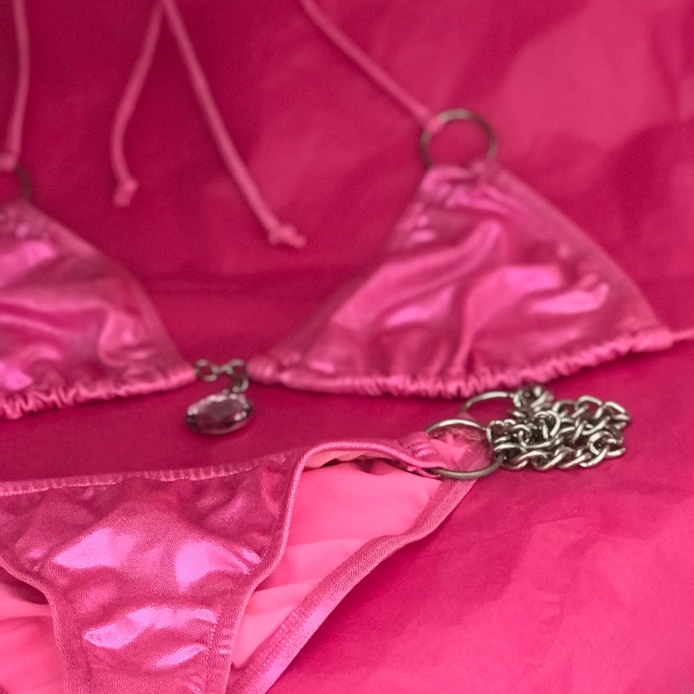 metallic pink bikini